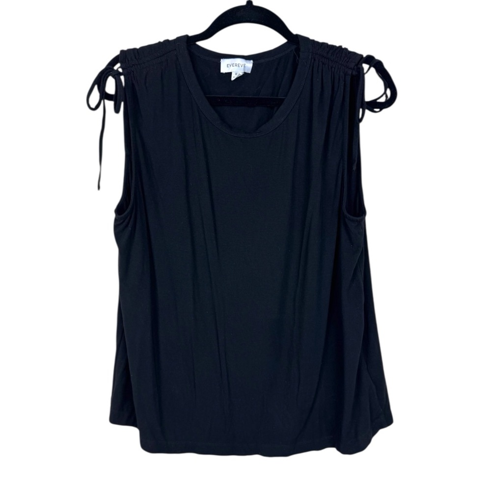 EVEREVE Casey Tie Shoulder Sleeeveless Top Tank in Black sz XL